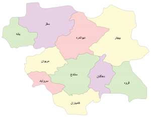 نقشه استان کردستان